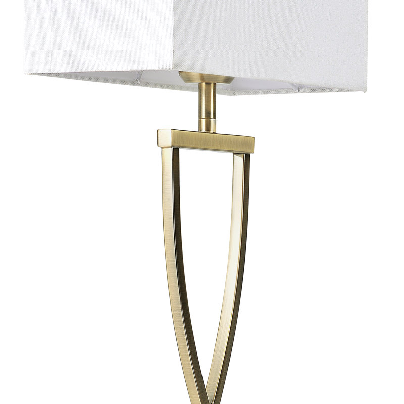21'' Minimalist Table Lamp Set Of 2, Rectangular Linen Shades, White, Gold