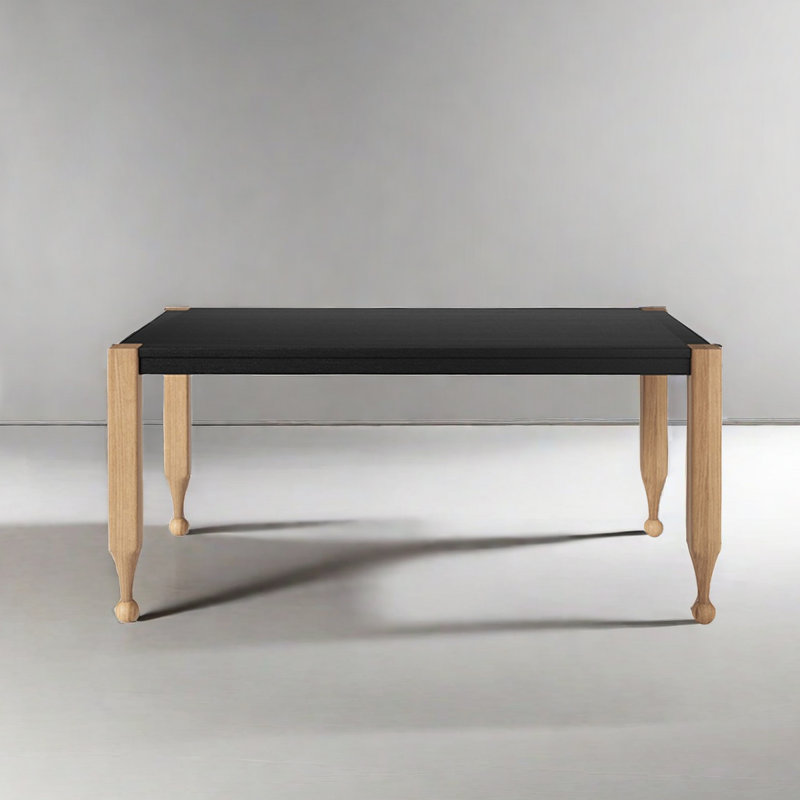 Rectangular Solid Wood Dining Table in French and Ancient Chinese Style, 29.53"H x 55.12"L x 31.5"W
