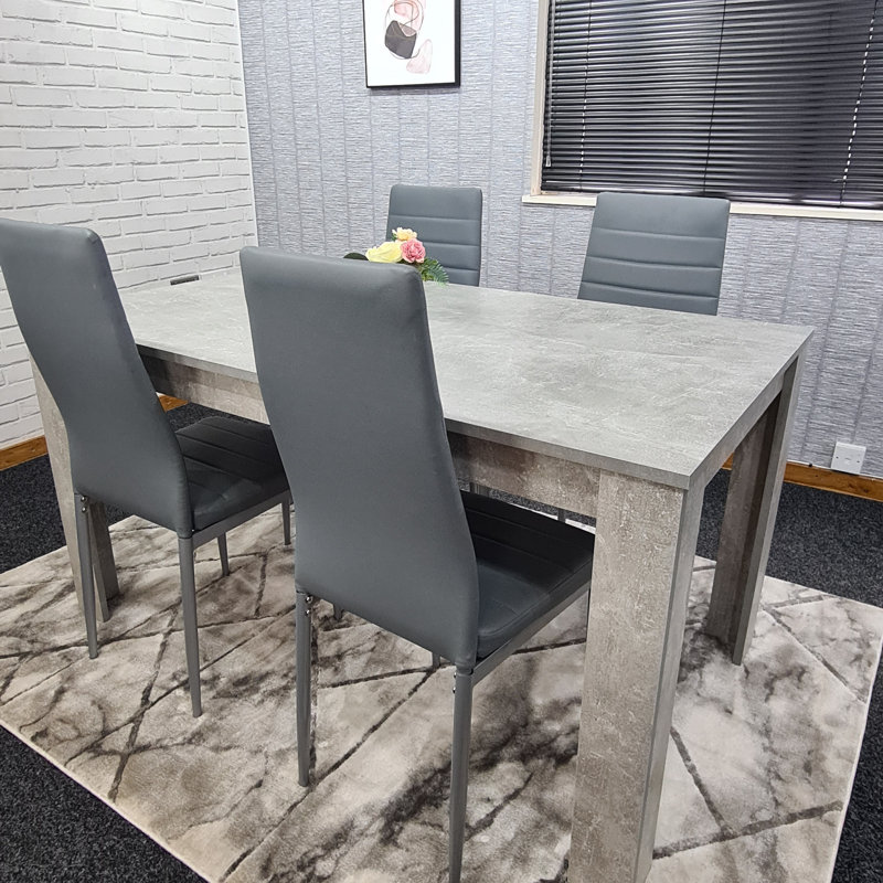 Schiavo 4 - Person Dining Set, Grey, 75cm H x 117cm W x 70cm D