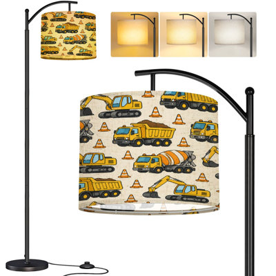  Lampe de plancher Arc sans soudure fabriquée à la main pour enfants pour la mode textile Grande lampe sur pied moderne à DEL Abat-jour réglable en lin 3 températures de couleur