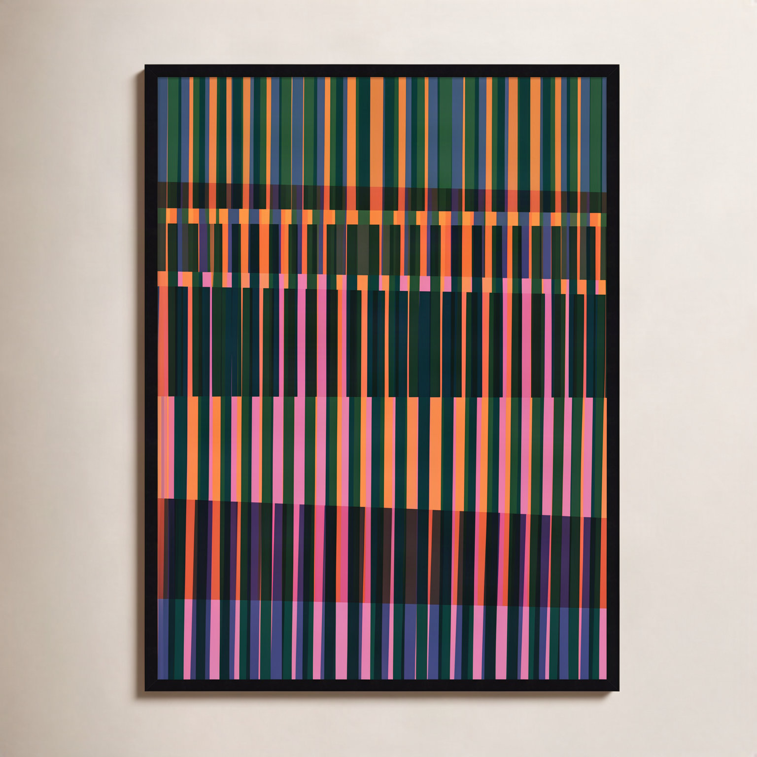 Amarillo "Abstract Lines 17" Print, 41" H x 33" W, Black