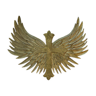 Gariel Angel Wings Wall Cross Antique Gold
