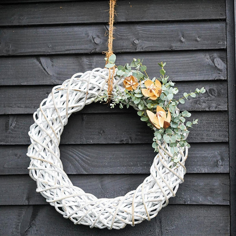 Rattan Wreath, 50" H x 50" W x 10" D, White