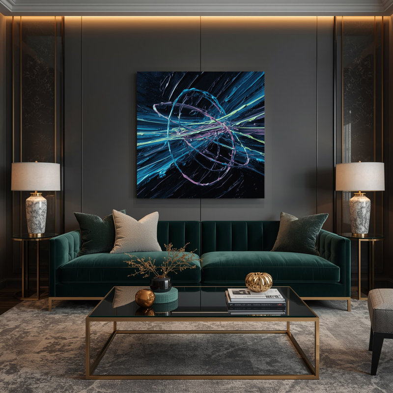 Art mural sur toile gris Sci Fi Atomic, H 16 po x l 16 po
