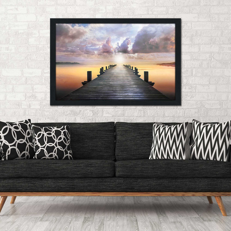 «Blue Way» par Mike Calascibetta - photographie, H 33,5 po x l 49,5 po x P 1 po, Cadre espresso