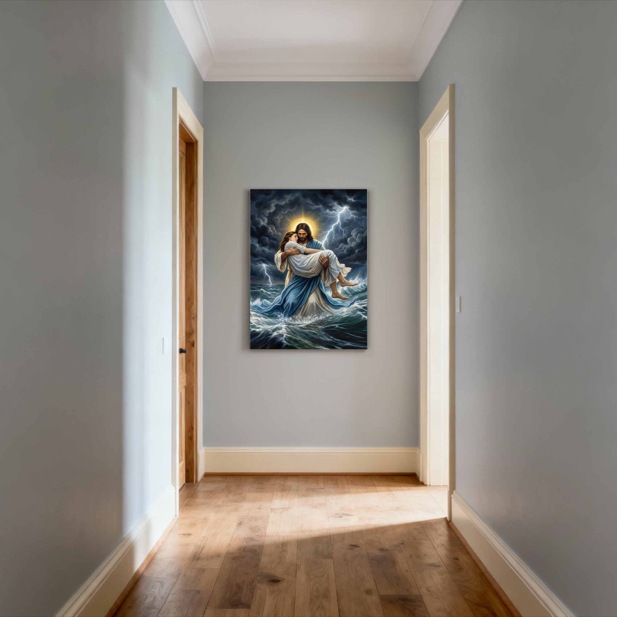 Winston Porter Jesus Carrying Woman On Stormy Sea Canvas Wrapped Wall ...