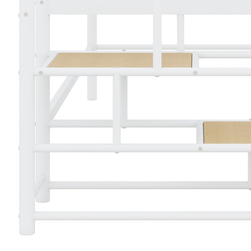 Lit mezzanine moyen avec escalier de rangement, Blanc
