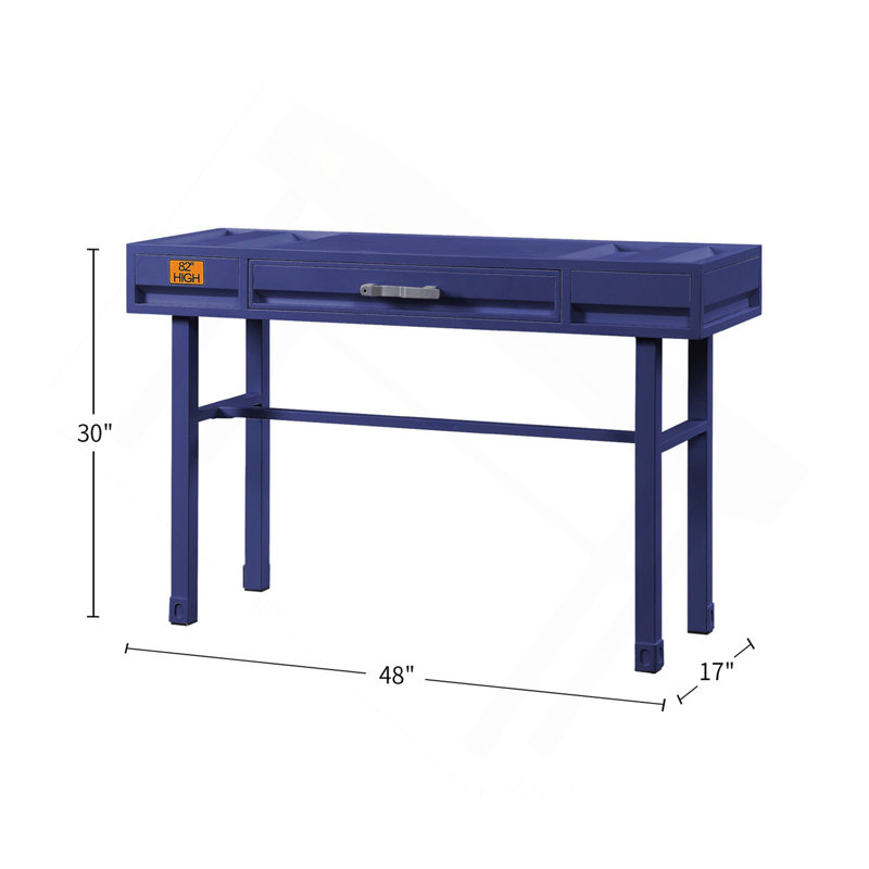 Metal Vanity Desk With One Drawer, Blue, Blue