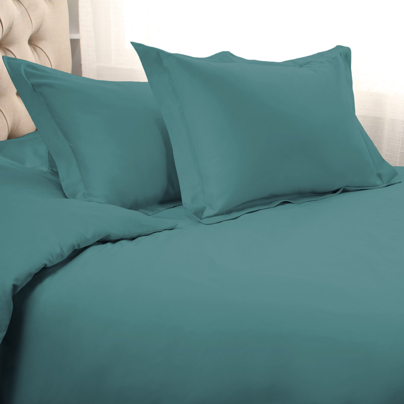 Arling Certified Egyptian Cotton Modern Solid 3 Piece Duvet Cover Set, Deep Sea