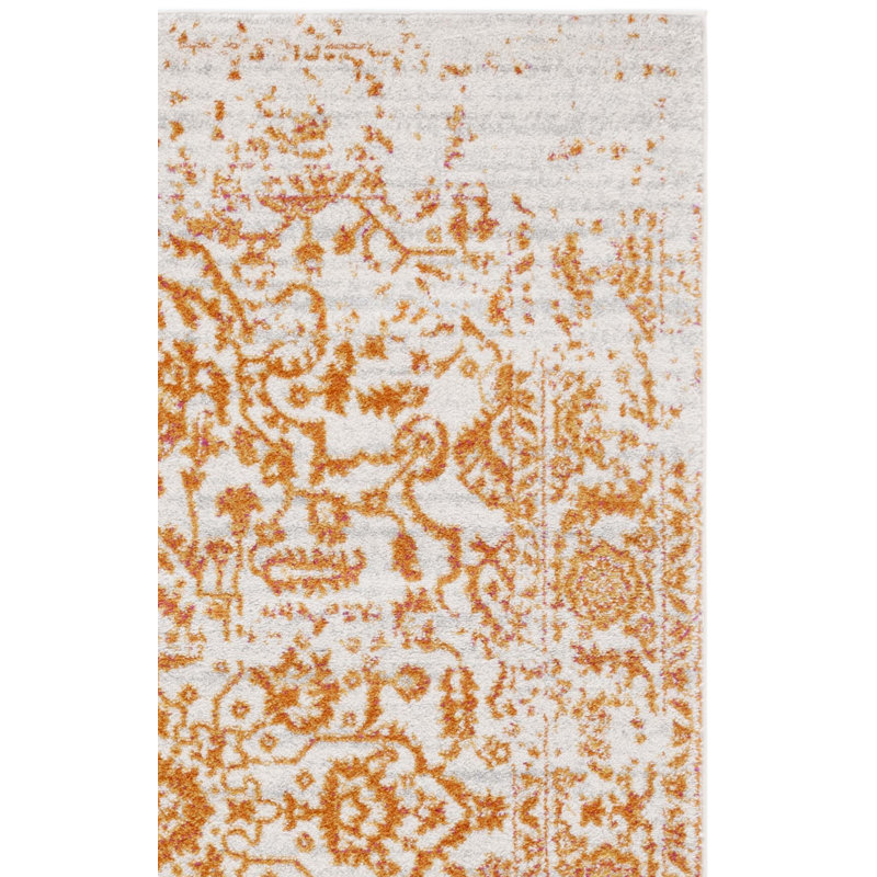 Tapis oriental crème / orange Felty, Tapis de couloir 2 pi 3 po x 8 pi