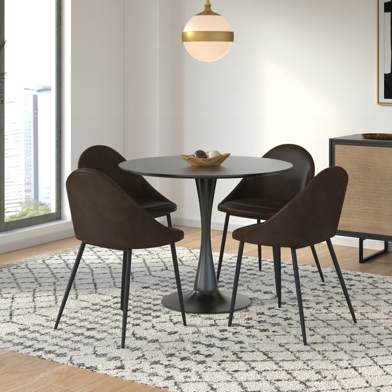 Cobos Pedestal Dining Set, Dark Brown