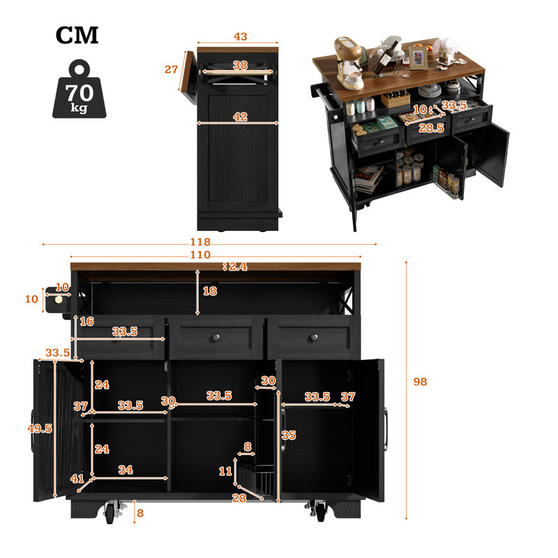 Kitchen Cart, Black