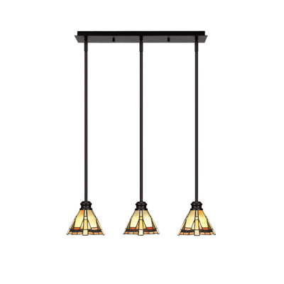 Luminaire suspendu linéaire 3 lumières Edge au fini espresso avec verre Zion de 7 po