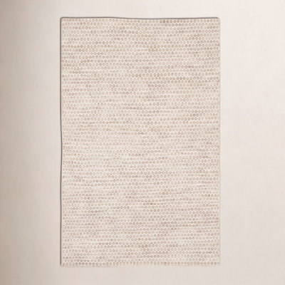 Midford Beige Hand-Woven Geometric Wool Rug