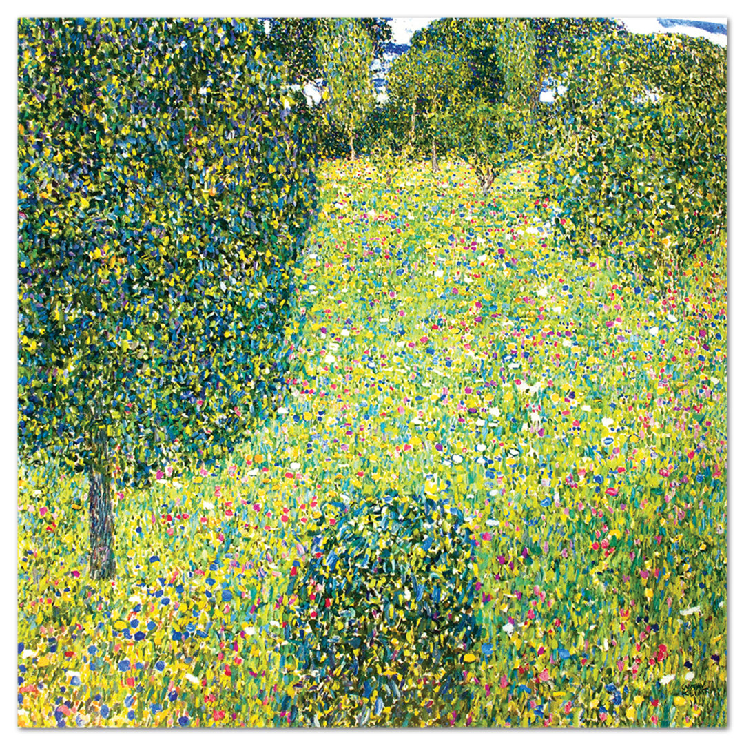 Glasbild Flower Meadow von Gustav Klimt