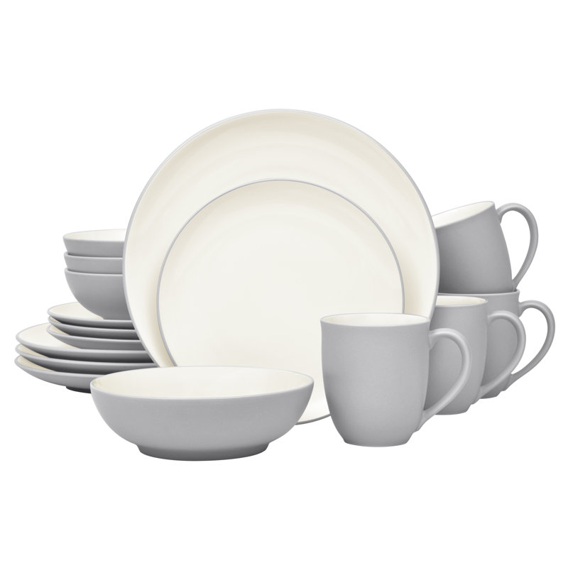 Noritake Colorwave 16-Piece Coupe Dinnerware Set, Service for 4, Slate