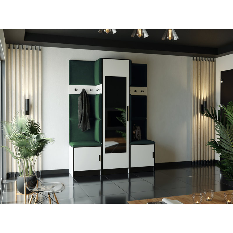 Tarcienne Hall Tree 160cm Wide with Bench, White/Green