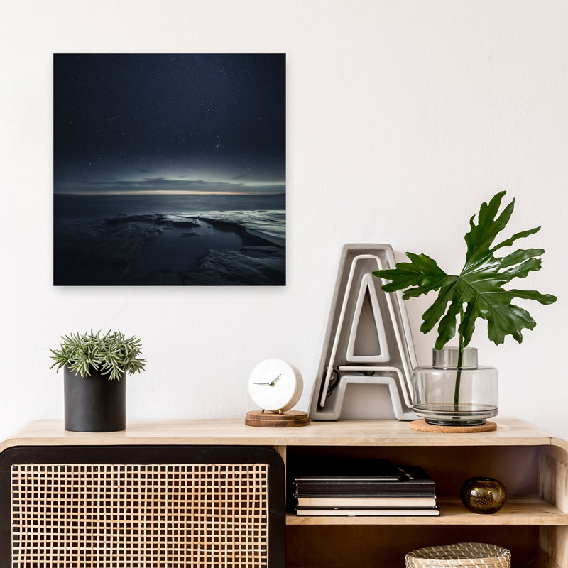 «Starry Night Ocean Peaceful Serene Tranquil Coastal Landscape», reproduction d'art murale, H 18 po x l 18 po