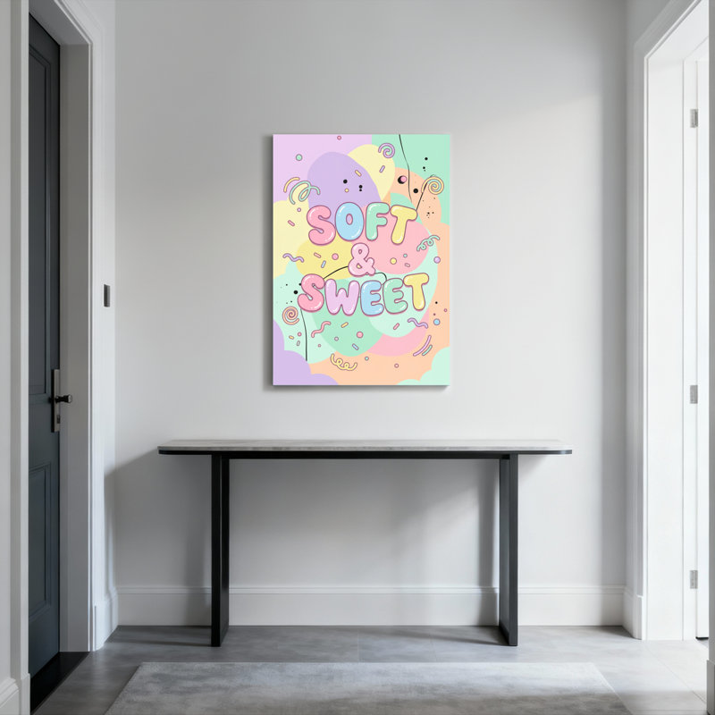 Ensemble de 1 tableau sur toile à motif de bonbons pastel doux et sucrés, H 48 po x l 32 po