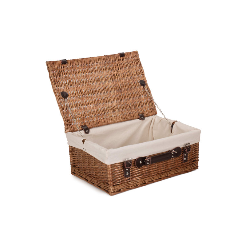 Wicker Basket with Lining, Double Steamed Hamper/White Lining