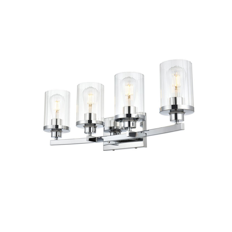 Éclairage pour meuble-lavabo à intensité variable Dariela, Chrome, H 10 po x l 25 po x P 25 po, Quatre lumières