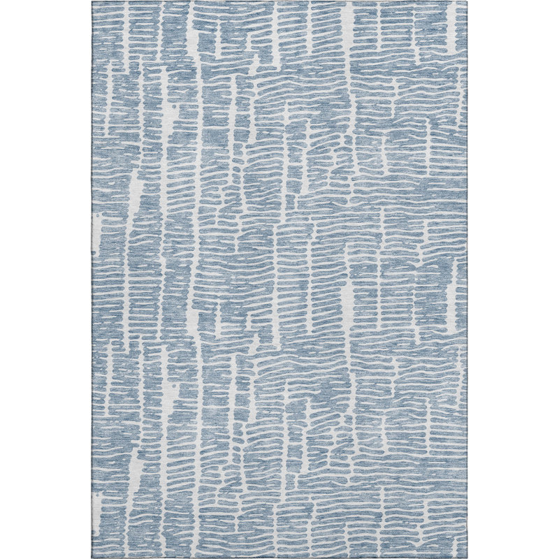 Premium Machine Washable Prisco Blue Rug, Rectangle 5' x 7'6"