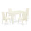 Ensemble de 5 pièces pour 4 pièces comprenant une table de salle à manger rectangulaire et 4 chaises de cuisine en tissu de lin, 36 x 60 pouces, blanc lin-1355915344-1355915347-1432110086