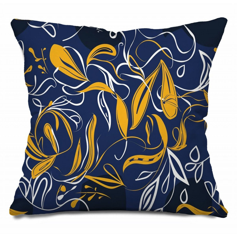 Coussin bleu marine en coton, H 26 po x l 26 po