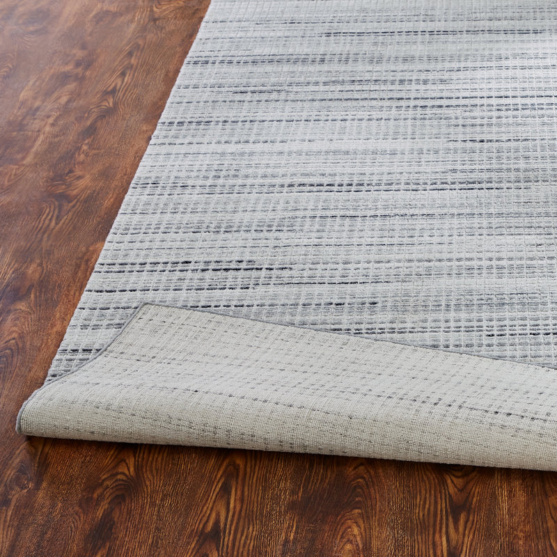 Plamena Hand Loomed Plaid Area Rug in Gray, Rectangle 8' x 10'