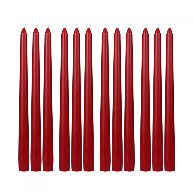 Ensemble de 12 chandelles fuselées non parfumées Estela, Rouge