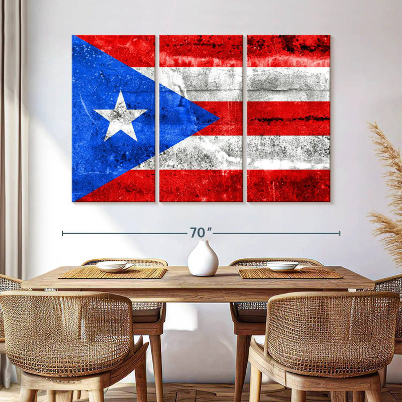 Borges, grunge, drapeau de Porto Rico, H 36 po x l 57 po