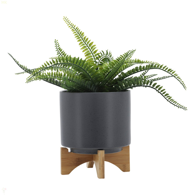 Jardinière avec support en bois, H 8,97 po x l 8,05 po x P 8,05 po, 1