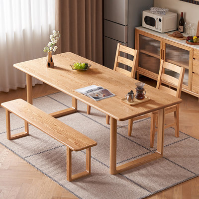 Burlywood Rectangular Solid Wood Dining Table