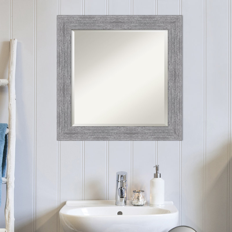 Miroir mural de salle de bain Roulston, Gris, 25 po x 25 po