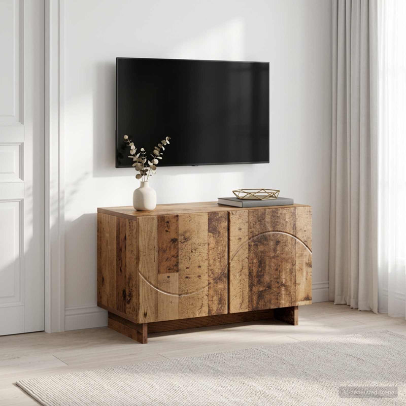 TV Stand, 40cm H x 60cm W x 34.5cm D, Smoked Oak