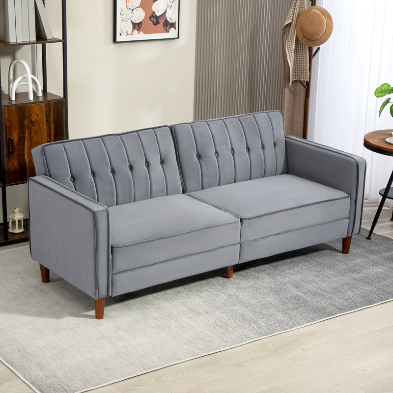 Azziah 2 Seater Polyester Sofa Bed, Grey