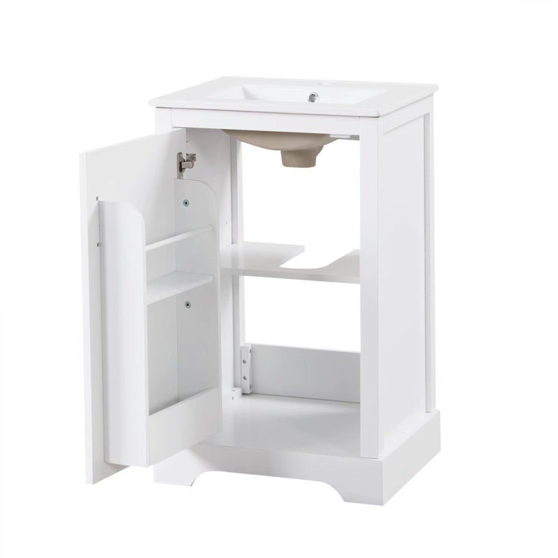 Meuble-lavabo polyvalent avec matériaux de qualité supérieure et rangement spacieux, Blanc