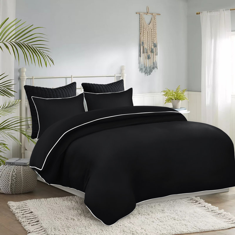 Matiss Microfiber Solid Colour Duvet Cover with Pillowcases, White, Single + 2 Standard Pillowcases 