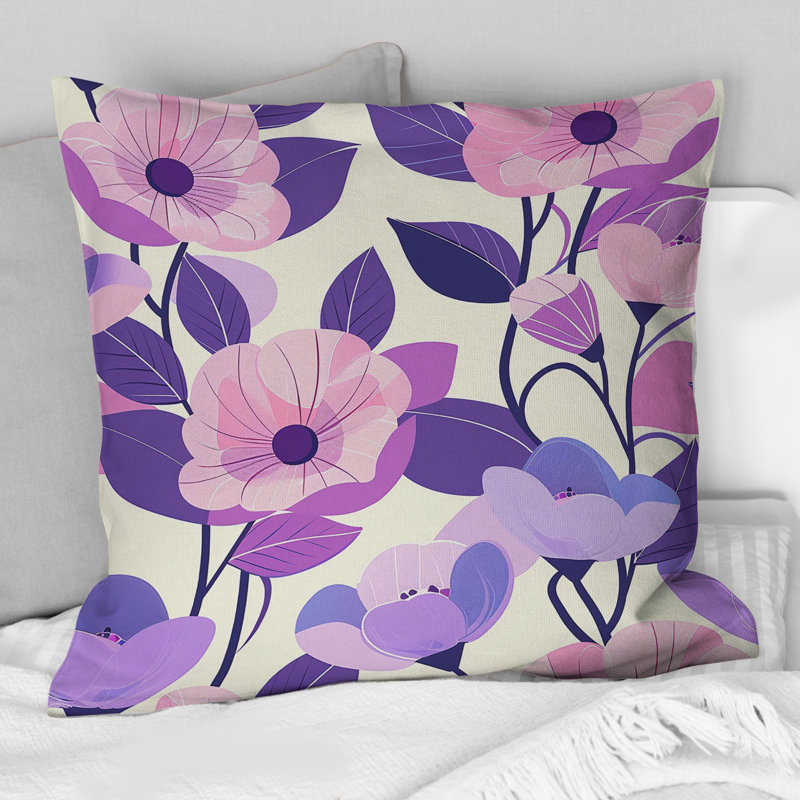 Coussin décoratif mauve rose, H 16 po x l 16 po