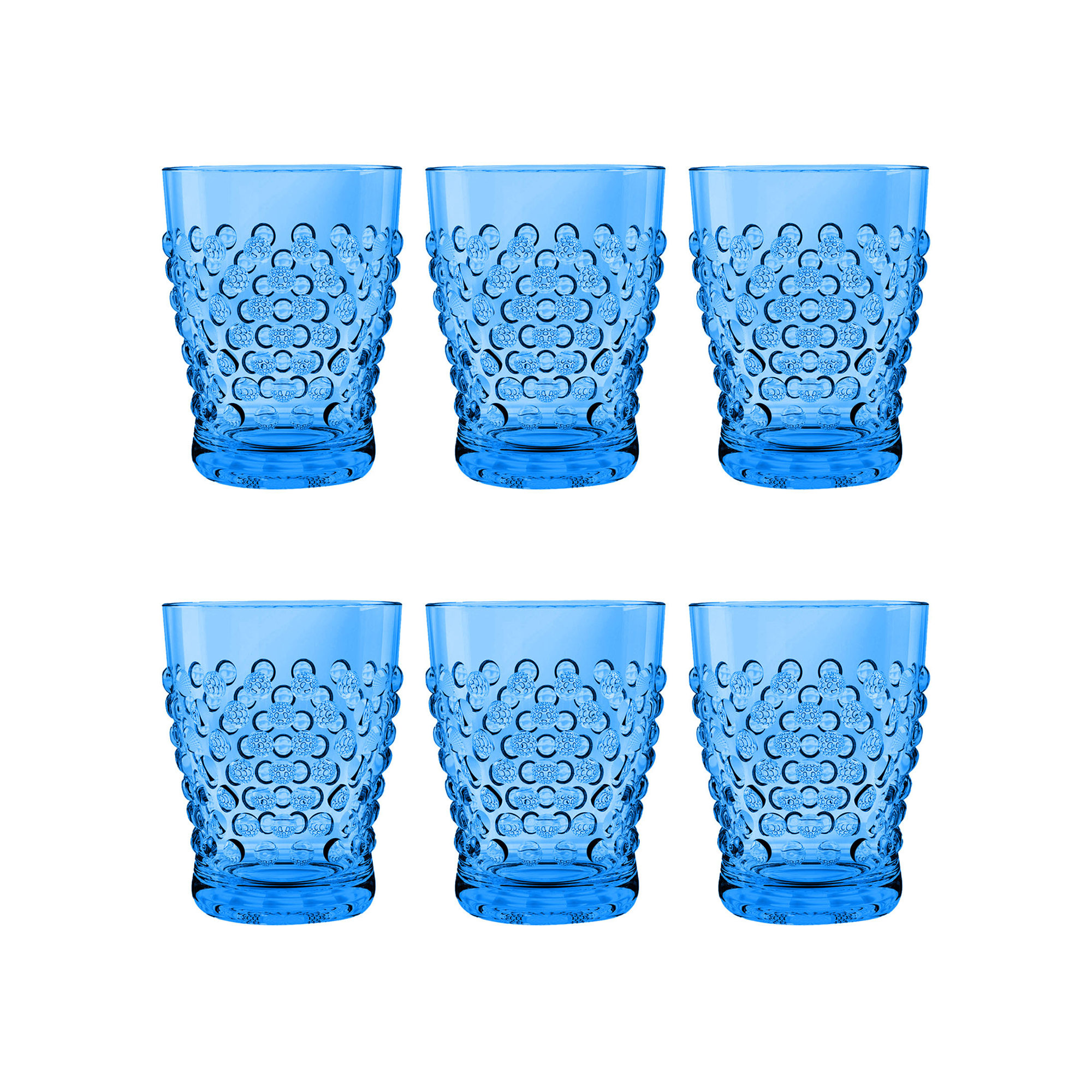 Hobnail Acrylic Drinking Glasses, Blue, 14 oz