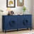 Four-door Sideboard With French Frame Design, Round Ring Handles And Adjustable Shelves-1935965761