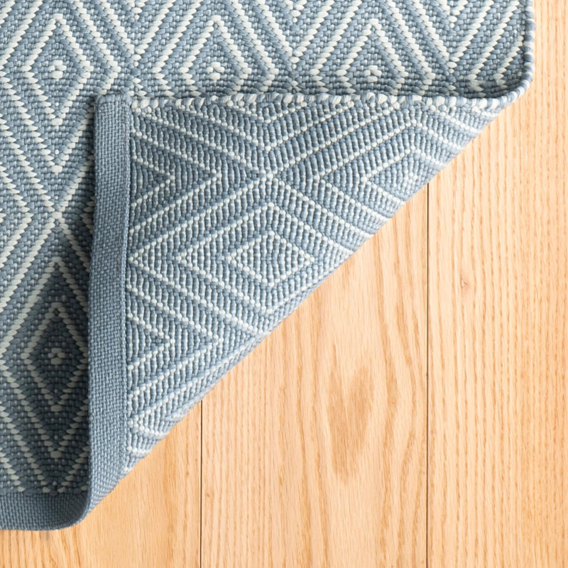 Diamond Handwoven Indoor/Outdoor Rug, Rectangle 3' x 5', Slate/Light Blue