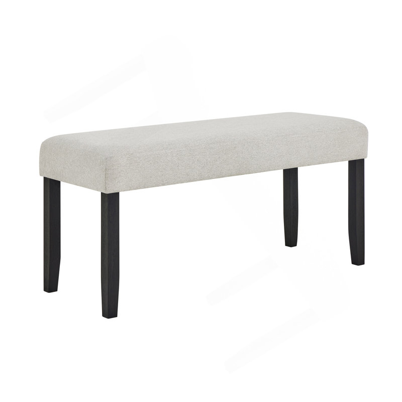 1Pc Contemporary Upholstered Dining Bench Light Gray Finish Dining Room Living Room Wooden Furniture Black Finish