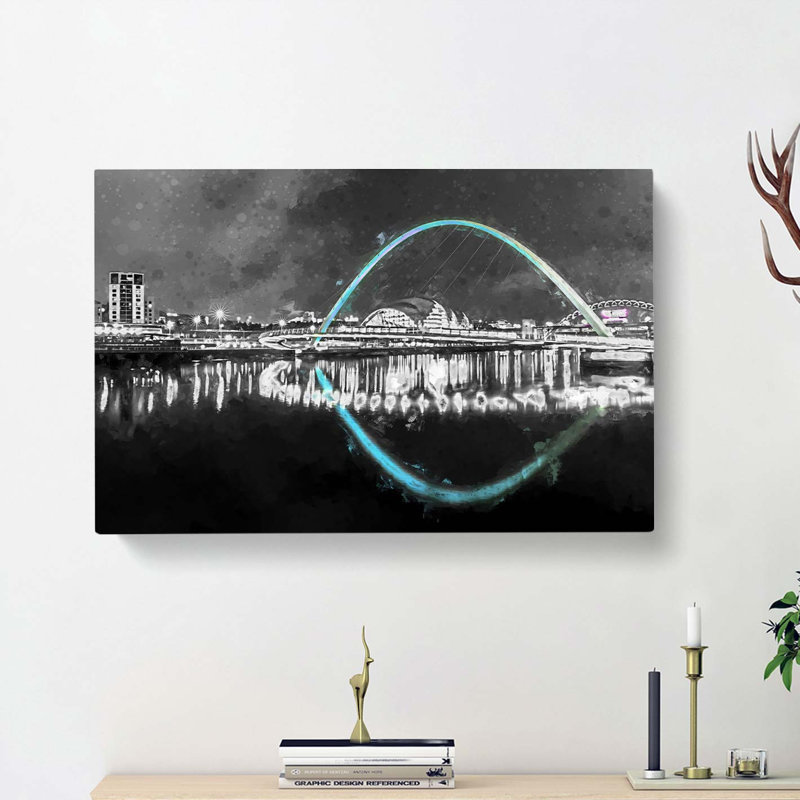 Gateshead Millennium Bridge in Abstract - Wrapped Canvas, 35cm H x 50cm W x 3cm D