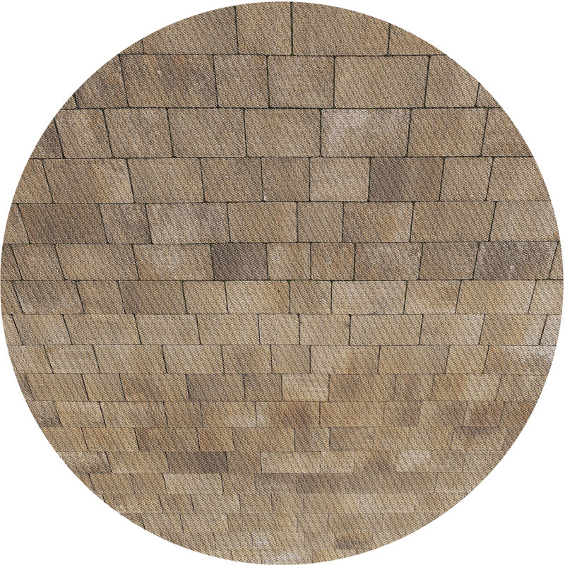 Tapis brun à motif géométrique, Rond 8 pi