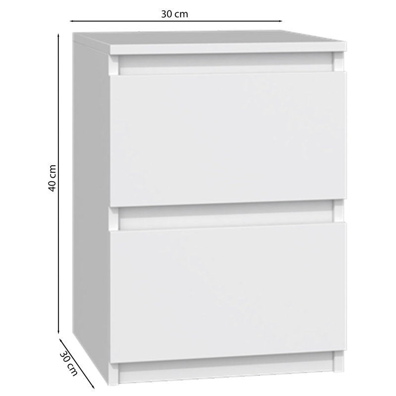 Taahir 2-Drawer Bedside Table 30 cm Grey