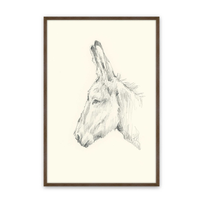 «Donkey Study II» par Ethan Harper, reproduction d'art sur toile, Impression sur cadre ouvert sans papier mat, Brun