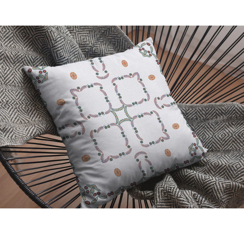 Geometric Reversible Pillow Insert, White Floral, 18" x 18"