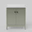 Meuble-lavabo simple festonné 30 pouces - Satin olive - Avec plateau - Boutons noirs-1938036689-1938036694