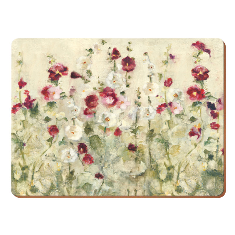 Wild Field Poppies Lacquered With Cork Backing Floral Rectangle Placemat